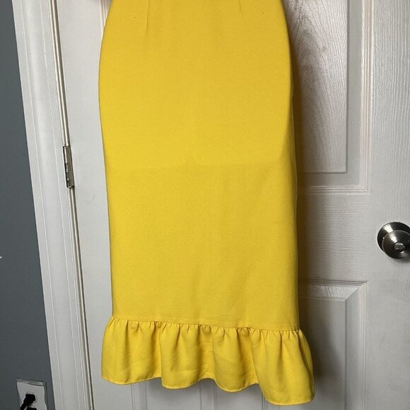 Top Shop Ruffle True Wrap A-Line Yellow Dress Size 2 Short Sleeve - Picture 12 of 16